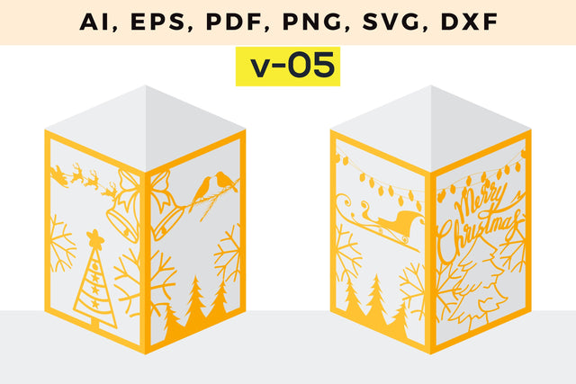 CHRISTMAS Lantern Template cut file, Multilayer Laser Cut Files, SVG, 3D Designs, Mini Design Bundles SVG MD JOYNAL ABDIN 