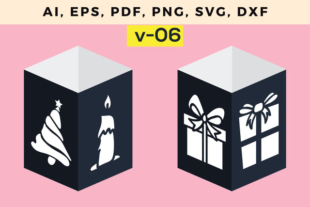 CHRISTMAS Lantern Template cut file, Multilayer Laser Cut Files, SVG, 3D Designs, Mini Design Bundles SVG MD JOYNAL ABDIN 