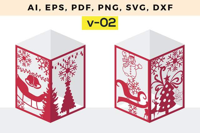 CHRISTMAS Lantern Template cut file, Multilayer Laser Cut Files, SVG, 3D Designs, Mini Design Bundles SVG MD JOYNAL ABDIN 