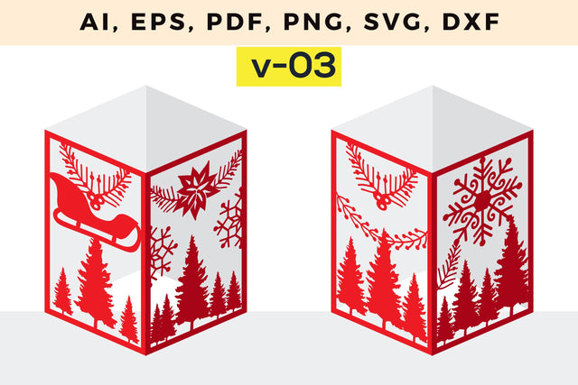 CHRISTMAS Lantern Template cut file, Multilayer Laser Cut Files, SVG, 3D Designs, Mini Design Bundles SVG MD JOYNAL ABDIN 