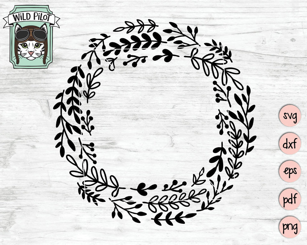 Christmas Laurel Wreath Monogram Frame SVG Cut File - So Fontsy