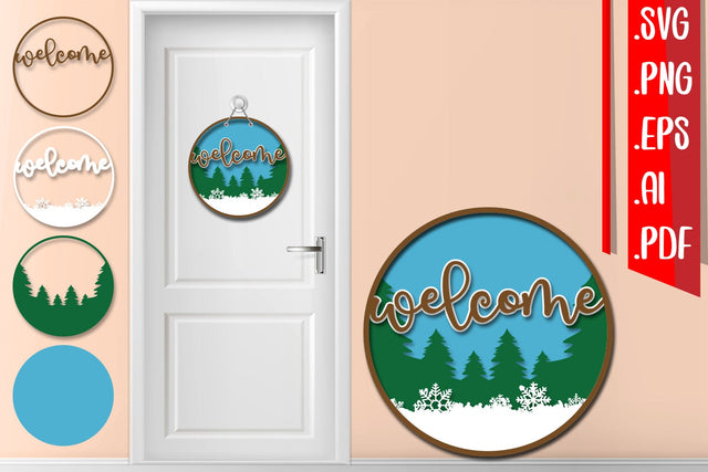 Christmas Layered Door Sign 10 svg eps ai png pdf SVG zafrans studio 