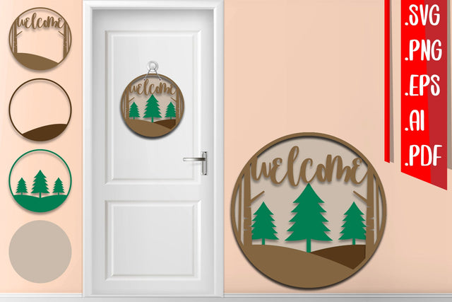 Christmas Layered Door Sign 3 svg eps ai png pdf SVG zafrans studio 