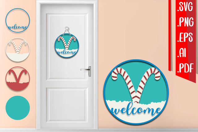 Christmas Layered Door Sign 6 svg eps ai png pdf SVG zafrans studio 
