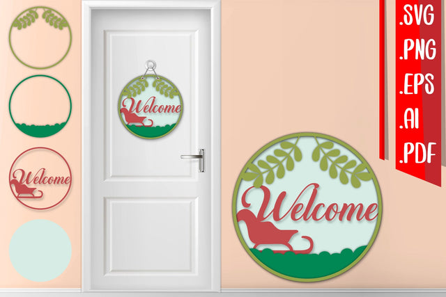 Christmas Layered Door Sign 8 svg eps ai png pdf SVG zafrans studio 
