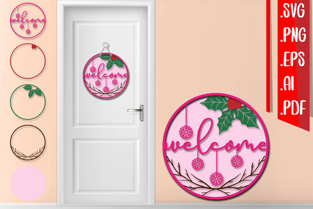 Christmas Layered Door Sign 9 svg eps ai png pdf SVG zafrans studio 