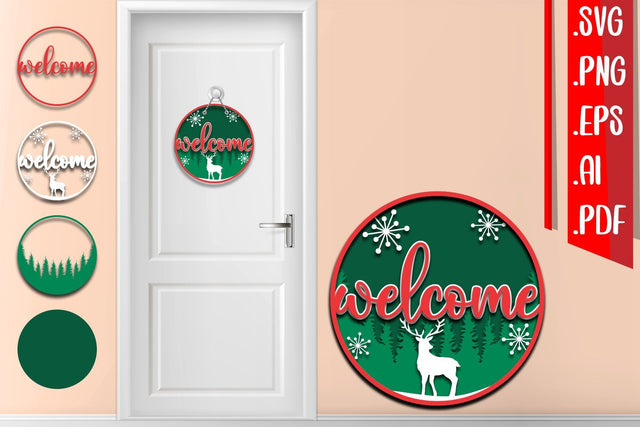 Christmas Layered Door Sign svg eps ai png pdf SVG zafrans studio 