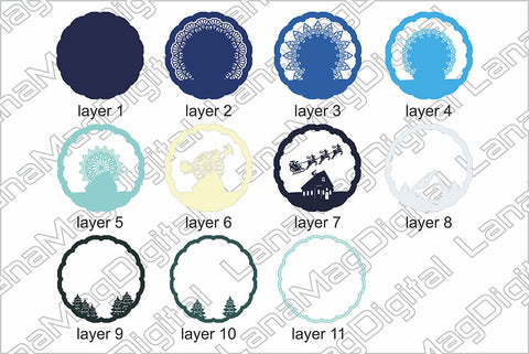 Christmas layered mandala SVG Santa Claus with Reindeer svg 3D Paper LanaMagDigital 