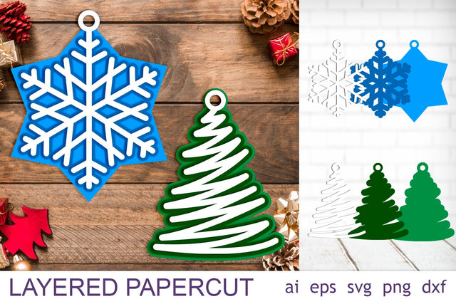 Christmas layered papercut, 3d Christmas decor, Holiday svg 3D Paper AnastasiyaArtDesign 