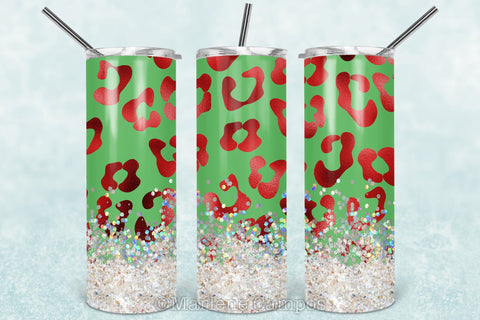 Christmas Leopard 20oz Skinny Tumbler Sublimation | Red Foil and Green Sublimation Marlene Campos 