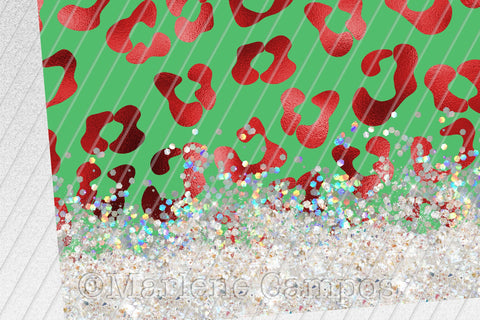 Christmas Leopard 20oz Skinny Tumbler Sublimation | Red Foil and Green Sublimation Marlene Campos 