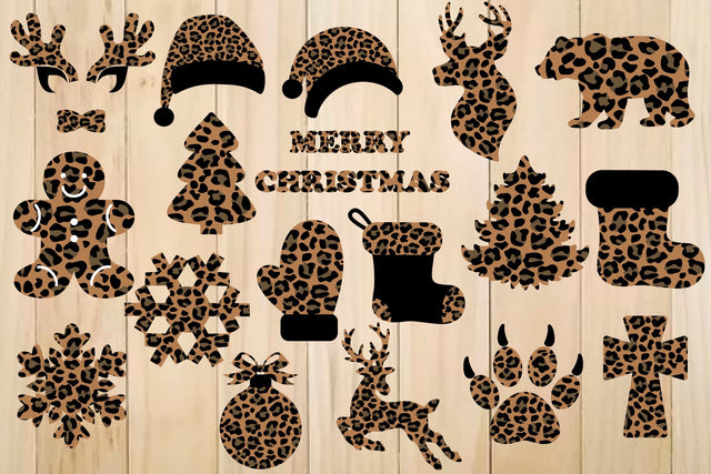 Christmas Leopard Plaid Designs SVG, Cheetah Plaid Clipart SVG Yuliya 