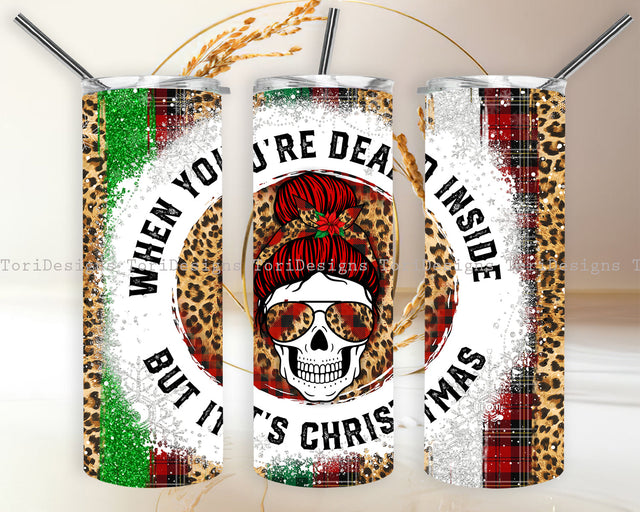 Christmas Leopard Plaid Tumbler Digital Design Sublimation ToriDesigns 