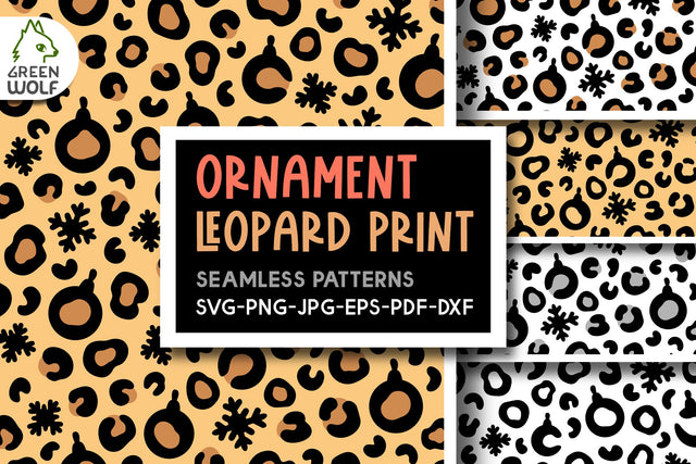 Christmas leopard print svg Christmas seamless ornaments pattern svg Decal svg Leopard digital paper SVG GreenWolf 