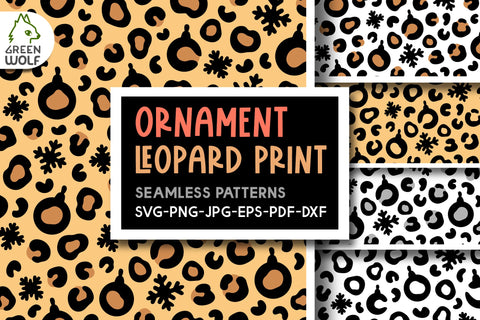 Christmas leopard print svg Christmas seamless ornaments pattern svg Decal svg Leopard digital paper SVG GreenWolf 