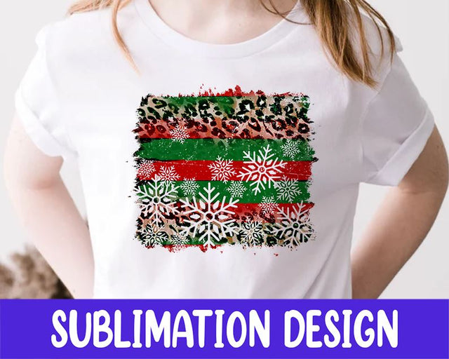 Christmas Leopard Snowflakes Sublimation Design Sublimation iStyleDesign 