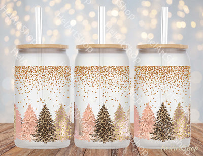 Christmas Leopard Trees Glass Png | 16oz Libbey Glass Sublimation _HelArtShop_ 
