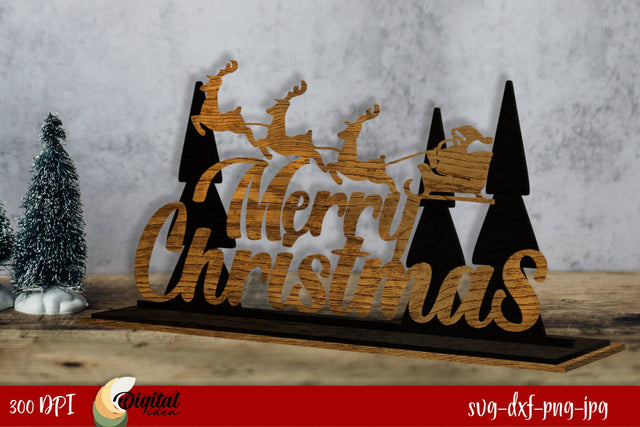 Christmas Letter Stands 3D LaserCut Design. Merry Christmas 3D. SVG Evgenyia Guschina 