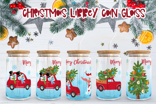 Christmas libbey can glass | Christmas snowman sublimation Sublimation Svetana Studio 
