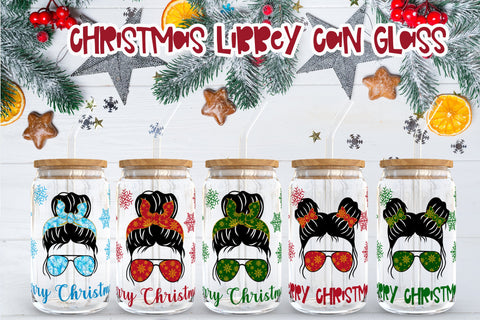 Christmas libbey can glass | Messy bun sublimation Sublimation Svetana Studio 
