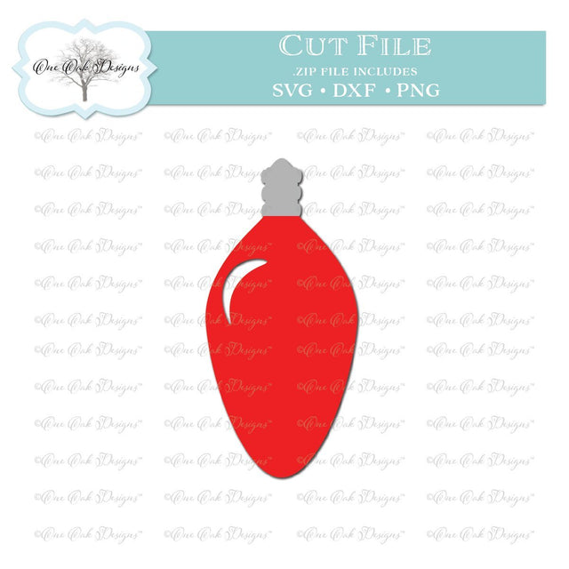 Christmas Light Bulb Cut File SVG DXF PNG SVG One Oak Designs 
