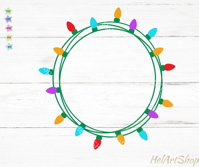 Christmas Light Frame Svg, Christmas Monogram Svg, Garland SVG _HelArtShop_ 