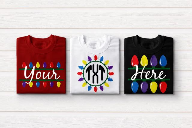 Christmas Light Text Frame Trio SVG SVG Designed by Geeks 