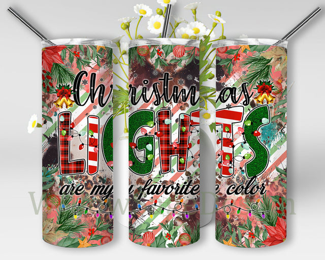 Christmas Lights Are My Favorite Color Tumbler Design, Merry Christmas 20oz Tumbler Wrap, Christmas Lover Gift, Christmas Lights Sublimation Design, Digital Download Sublimation WillowSageDesign 