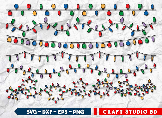 Christmas Lights Clipart, Christmas Light String SVG, Christmas Light SVG, Christmas Light Pattern, Xmas Light String Svg, String of Christmas Clipart SVG ETC Craft 