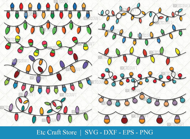 Christmas Lights Clipart SVG Cut File | Lights Svg | Light Strand Svg | Merry Christmas Svg | Christmas Lights Svg Bundle SVG ETC Craft 