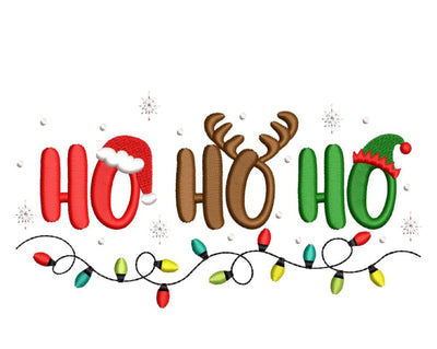 Christmas Lights Embroidery Design, Ho Ho Ho Embroidery File, 4 sizes, Instant Download Embroidery/Applique DESIGNS Nino Nadaraia 