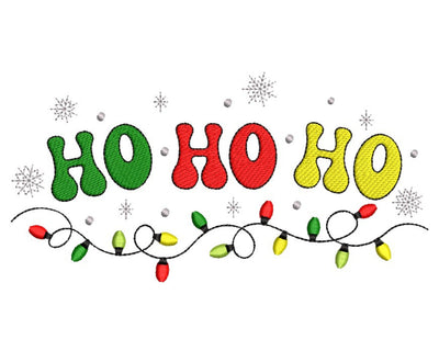 Christmas Lights Embroidery Design, Ho Ho Ho Embroidery File, 4 sizes, Instant Download Embroidery/Applique DESIGNS Nino Nadaraia 
