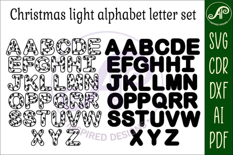 Christmas lights letters alphabet set. 33 layered letter SVG APInspireddesigns 