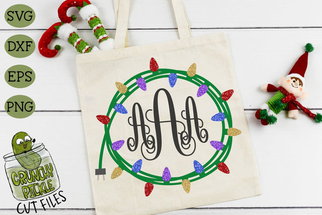 Christmas Lights Monogram Frame 1 SVG SVG Crunchy Pickle 