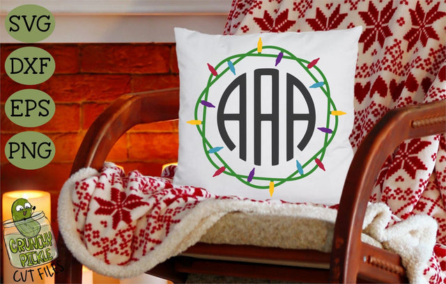 Christmas Lights Monogram Frame 3 SVG SVG Crunchy Pickle 