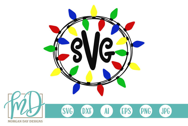 Christmas Lights Monogram Frame SVG Morgan Day Designs 