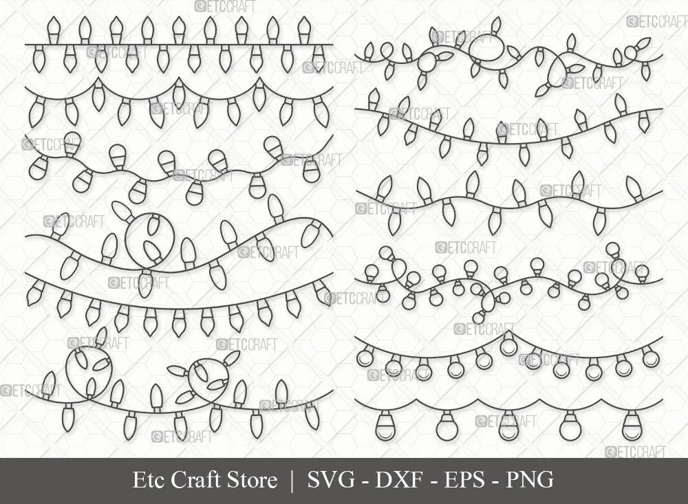 christmas lights clipart black and white