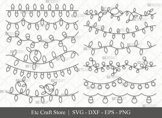 Christmas Lights Outline SVG Cut File | Lights Svg | Light Strand Svg | Merry Christmas Svg | Christmas Lights Svg Bundle SVG ETC Craft 