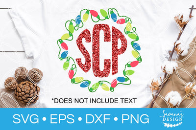 Christmas Lights Round Monogram SVG SVG SavanasDesign 