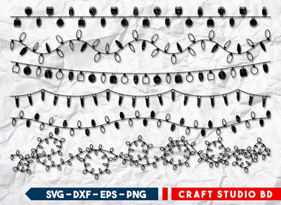Christmas Lights Silhouette, Christmas Light String SVG, Christmas Light Pattern, Christmas Light SVG, Xmas Light String Svg, String of Christmas Clipart SVG ETC Craft 