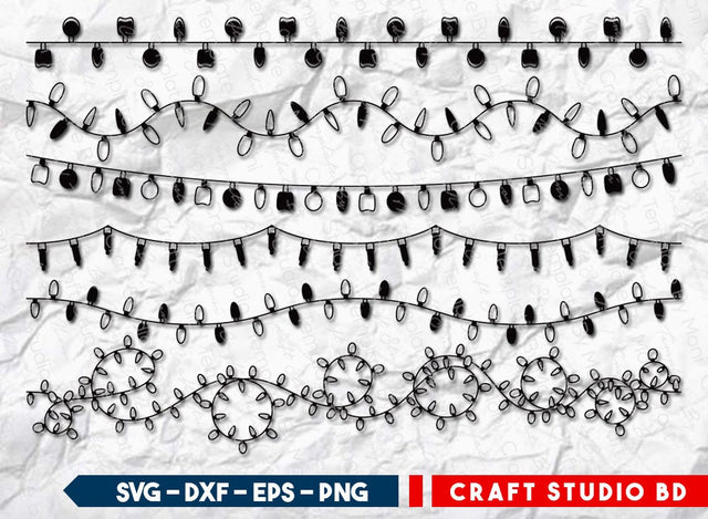 Christmas Lights Silhouette, Christmas Light String SVG, Christmas Light Pattern, Christmas Light SVG, Xmas Light String Svg, String of Christmas Clipart SVG ETC Craft 