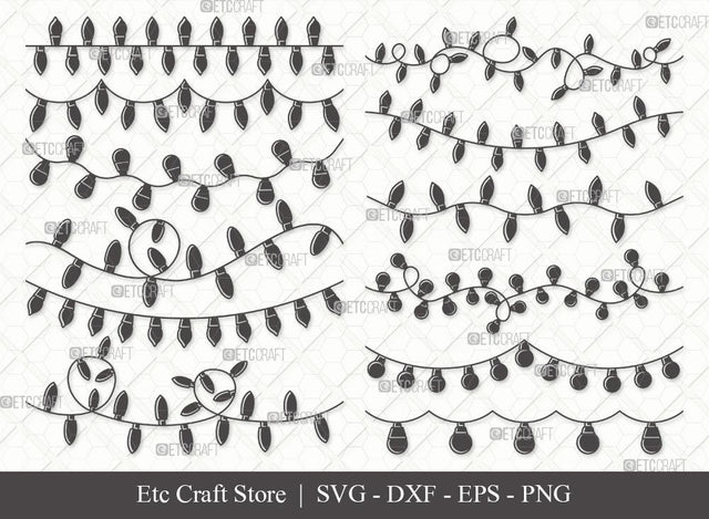 Christmas Lights Silhouette SVG Cut File | Lights Svg | Light Strand Svg | Merry Christmas Svg | Christmas Lights Svg Bundle SVG ETC Craft 
