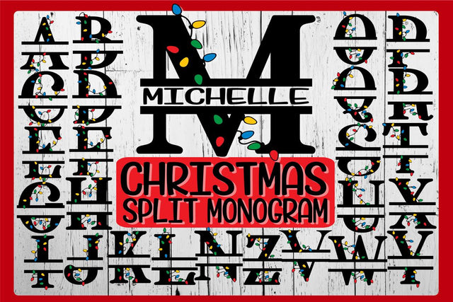 CHRISTMAS Lights Split Monogram - SVG PNG EPS DXF-26 Designs SVG On the Beach Boutique