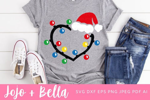 Christmas Lights Svg, Heart Svg, Christmas lights dxf, Christmas light png, Santa hat svg, Christmas shirt svg, Christmas shirt svg, SVG Jojo&Bella 