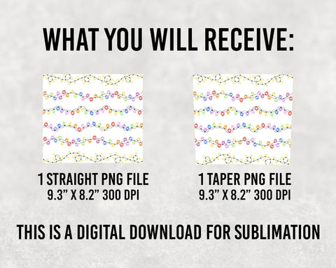 Christmas Lights Tumbler Wrap PNG, 20 oz Skinny Tumbler Sublimation Design Template, Merry Christmas Png Sublimation BOO-design 