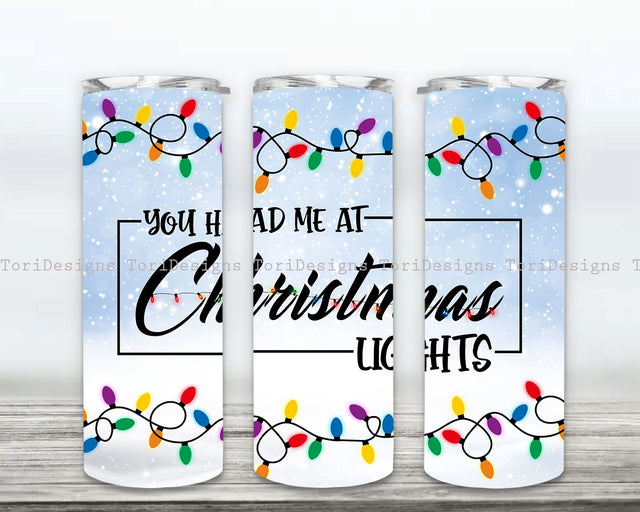 Christmas Lights Tumbler Wrap PNG, 20 oz Skinny Tumbler Sublimation Design Template Sublimation ToriDesigns 