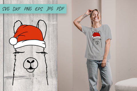 Christmas Llama Svg | Llama Santa hat Svg SVG Irina Ostapenko 