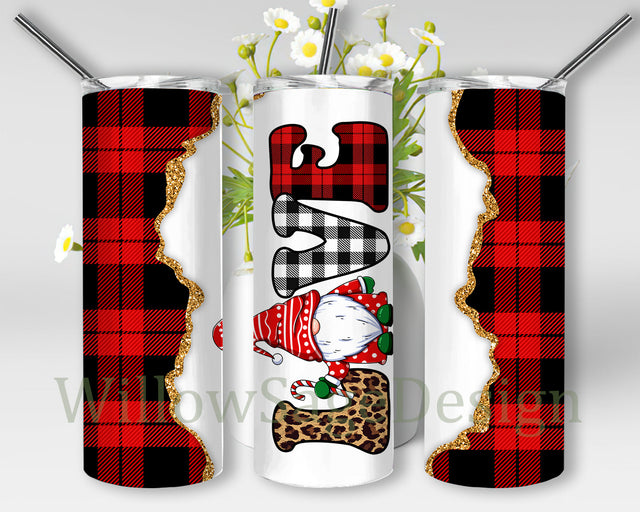 Christmas Love Tumbler Design Png, Christmas Glitter Buffalo Plaid 20oz Skinny Tumbler, Christmas Gnome Tumbler Template, Christmas Leopard Tumbler Png, Christmas Sublimation Design, Digital Download Sublimation WillowSageDesign 
