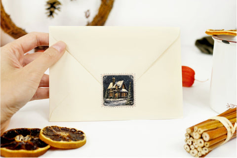 Christmas Mail Stamps Clipart Bundle Santa Mail Sublimation Sublimation OrangeBrushStudio 