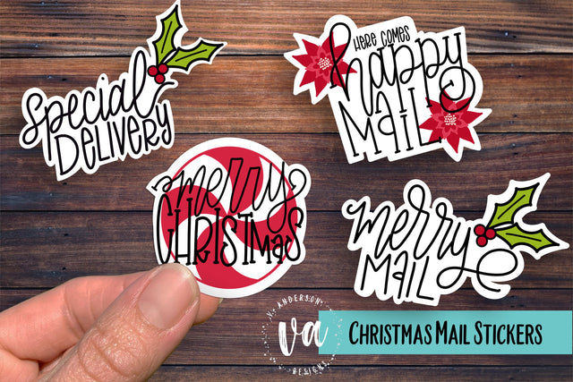 Christmas Mail Sticker Pack PNGs SVG V. Anderson Designs 
